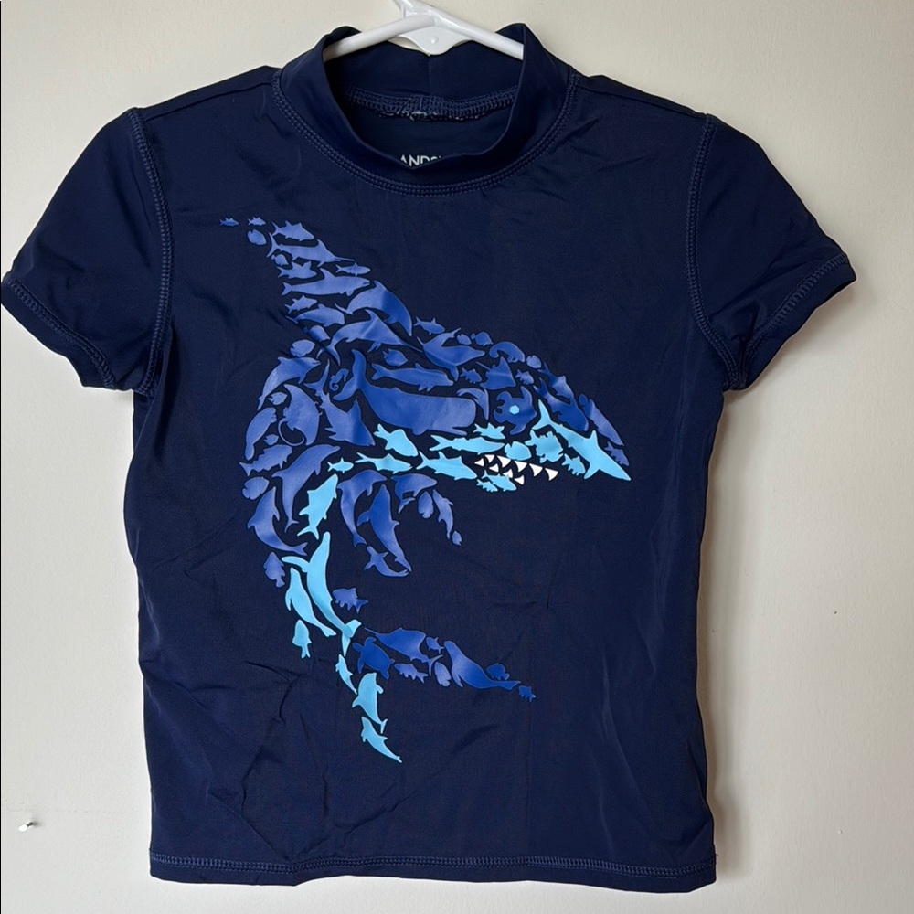 Lands End Navy Shark Rashguard